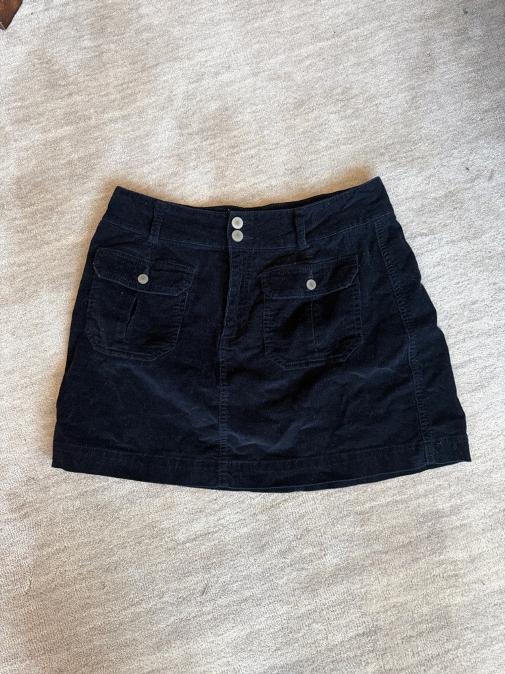 love, Fire Black Corduroy Mini Skirt with Front Pockets